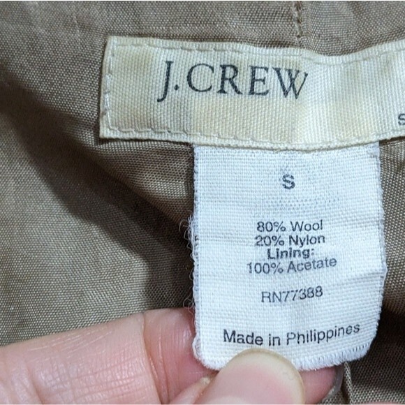 J Crew Wool Blend Double Breasted Pea Coat, Camel Women's Small - LINING TORN - Picture 3 of 16